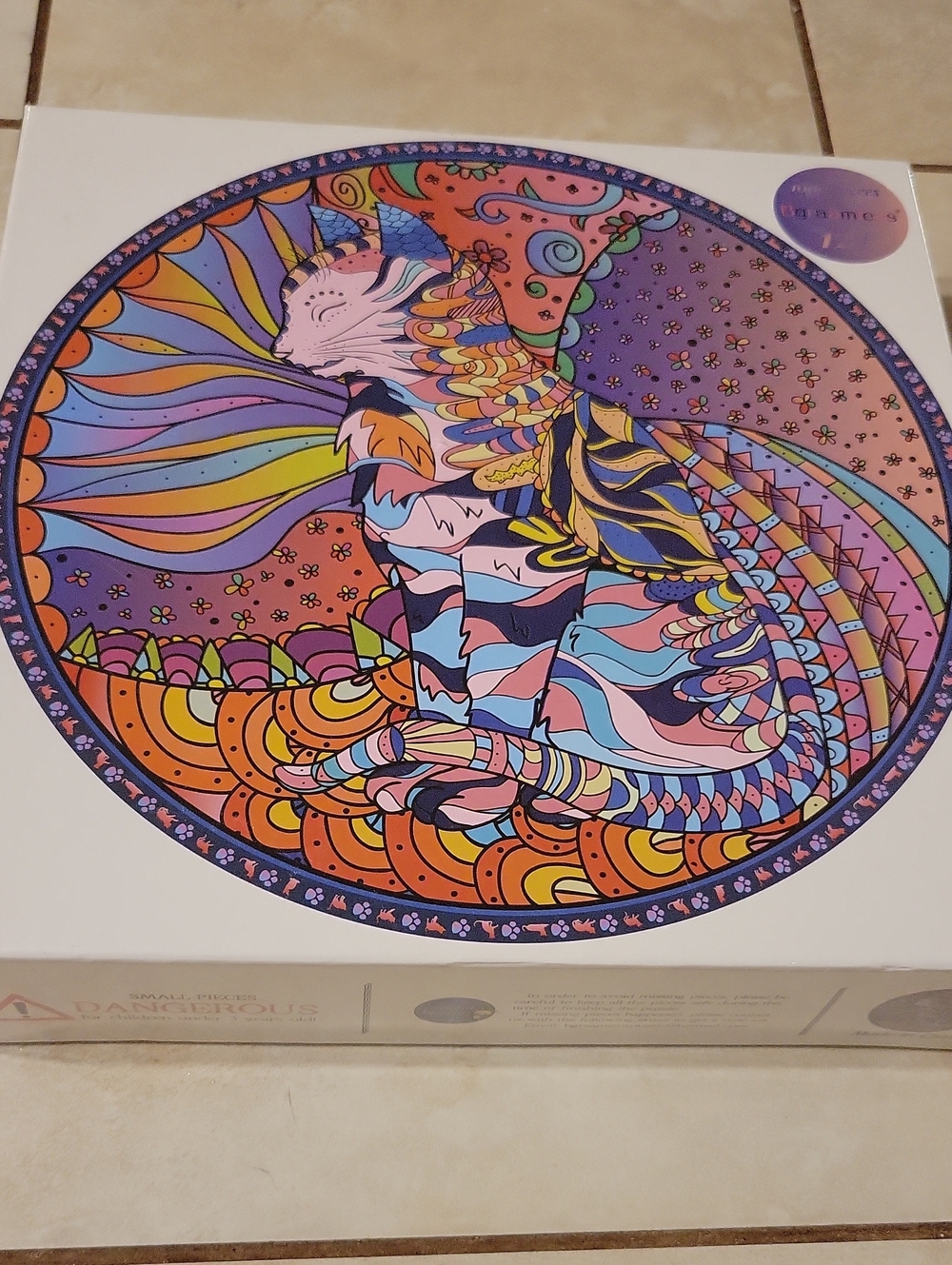 New Mandala Cat 1000 Piece Round Puzzle